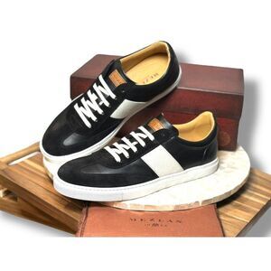 Mezlan Wyatt 9483 Calfskin Leather Suede Sneakers Sz 11 Black & White Spain NIB